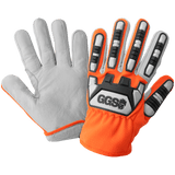 Global Glove & Safety CIA7600 Hi Vis, Mechanics Style Tuffalene Gloves, Goatskin Palm, Impact, Cut A6
