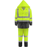 Global Glove & Safety GLO-1590 FrogWear® HV High Visibility Yellow/Green Two Piece Rain Suit, Class 3