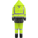 Global Glove & Safety GLO-1590 FrogWear® HV High Visibility Yellow/Green Two Piece Rain Suit, Class 3