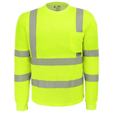Global Glove & Safety GLO-217LS FrogWear Hi Vis Premium High Performance Self Wicking Bamboo/Polyester Long Sleeve Shirt, Class 3