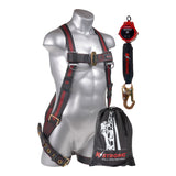 KStrong UFK20510 Aerial Kit, Elite 5 Point Full Body Harness, Dorsal D-ring, TB Legs and a Micron 6 ft SRL, Snap Hook