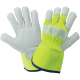 Global Glove & Safety 1100GHV High Visibility Canvas Back, Goatskin Leather Palm