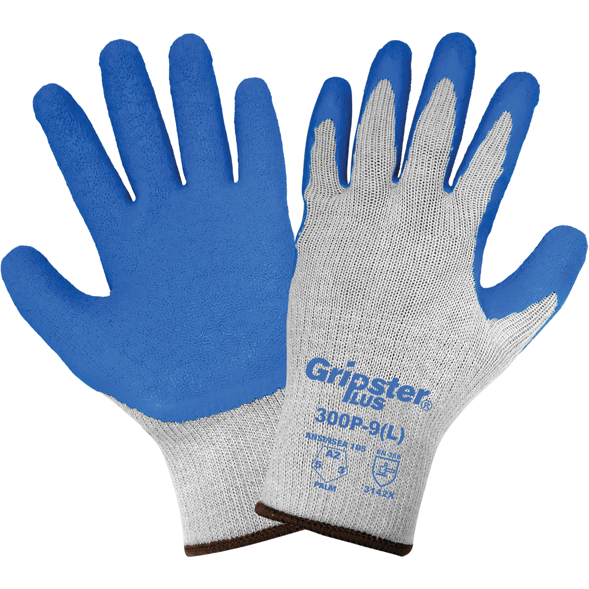 Global Glove & Safety 300P Gripster® Plus Premium Etched Rubber Coated Gloves, Ergonomic Hand Shape