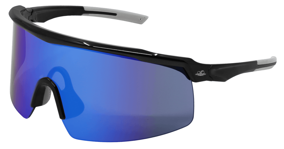 Global Glove & Safety BH3259AF Whipray, Blue Mirror Anti-Fog Lens, Shiny Black Frame