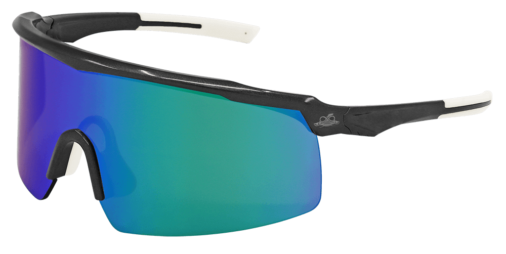 Global Glove & Safety BH32916PFT Whipray, Green Mirror Performance Fog Technology Lens, Shiny Gray Frame