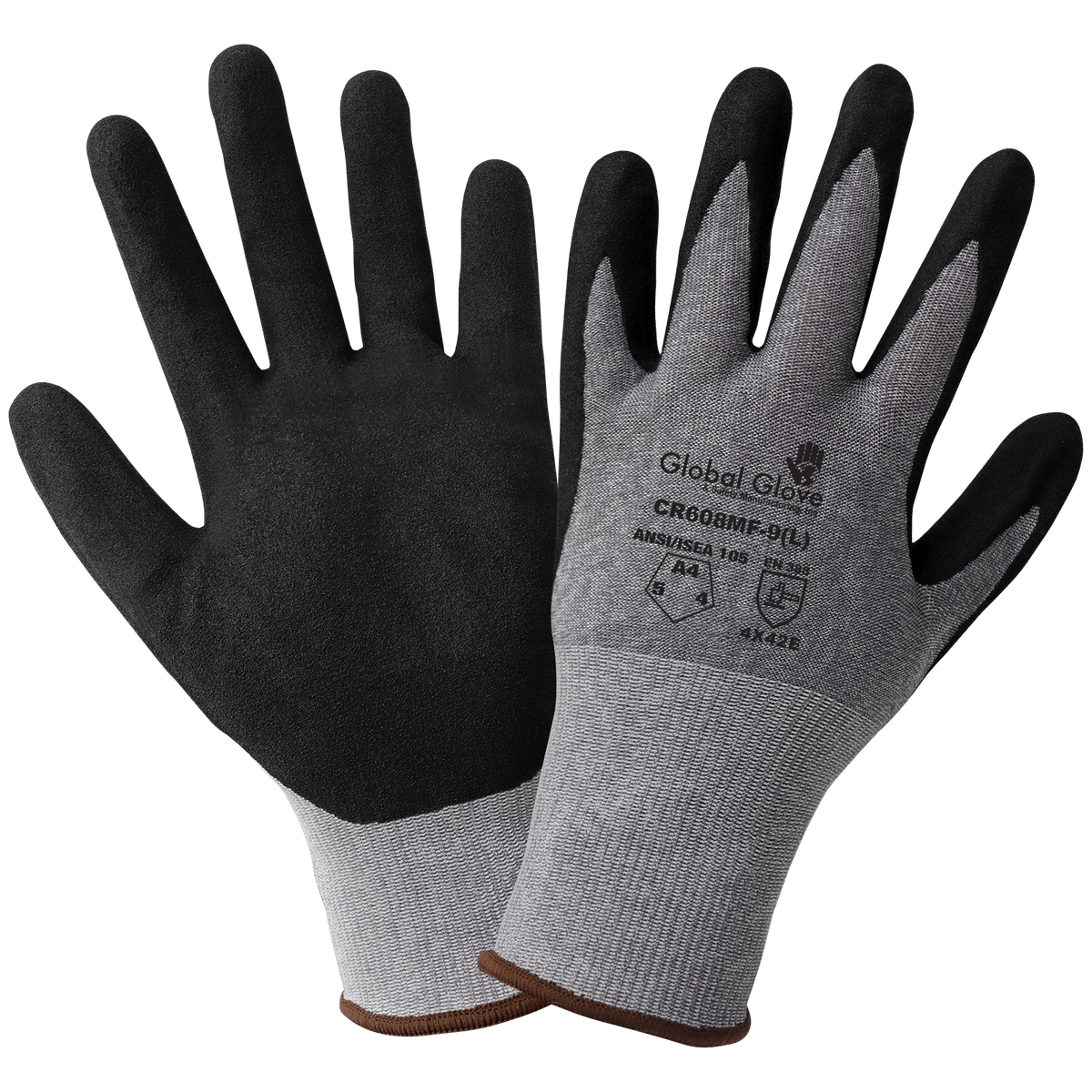 Global Glove & Safety CR608MF 18-Gauge, Mach Finish Nitrile Palm, Cut A4