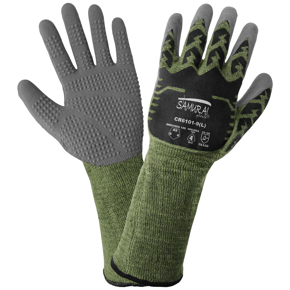 Global Glove & Safety CR6101 Samurai Flame Resistant, Silicone Coated Shell, Dotted Palm, Cut A5