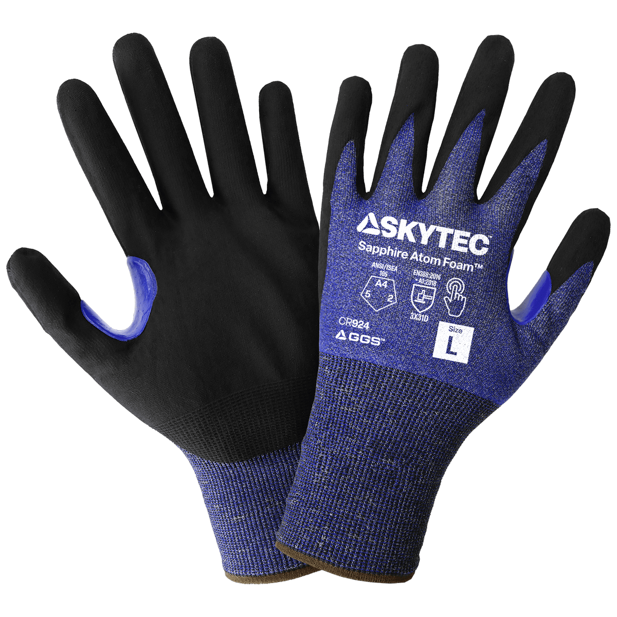 GGS CR924, Sapphire Atom Foam Exceptional 24-Gauge Tuffalene UHMWPE Touch Screen Gloves, Cut A4