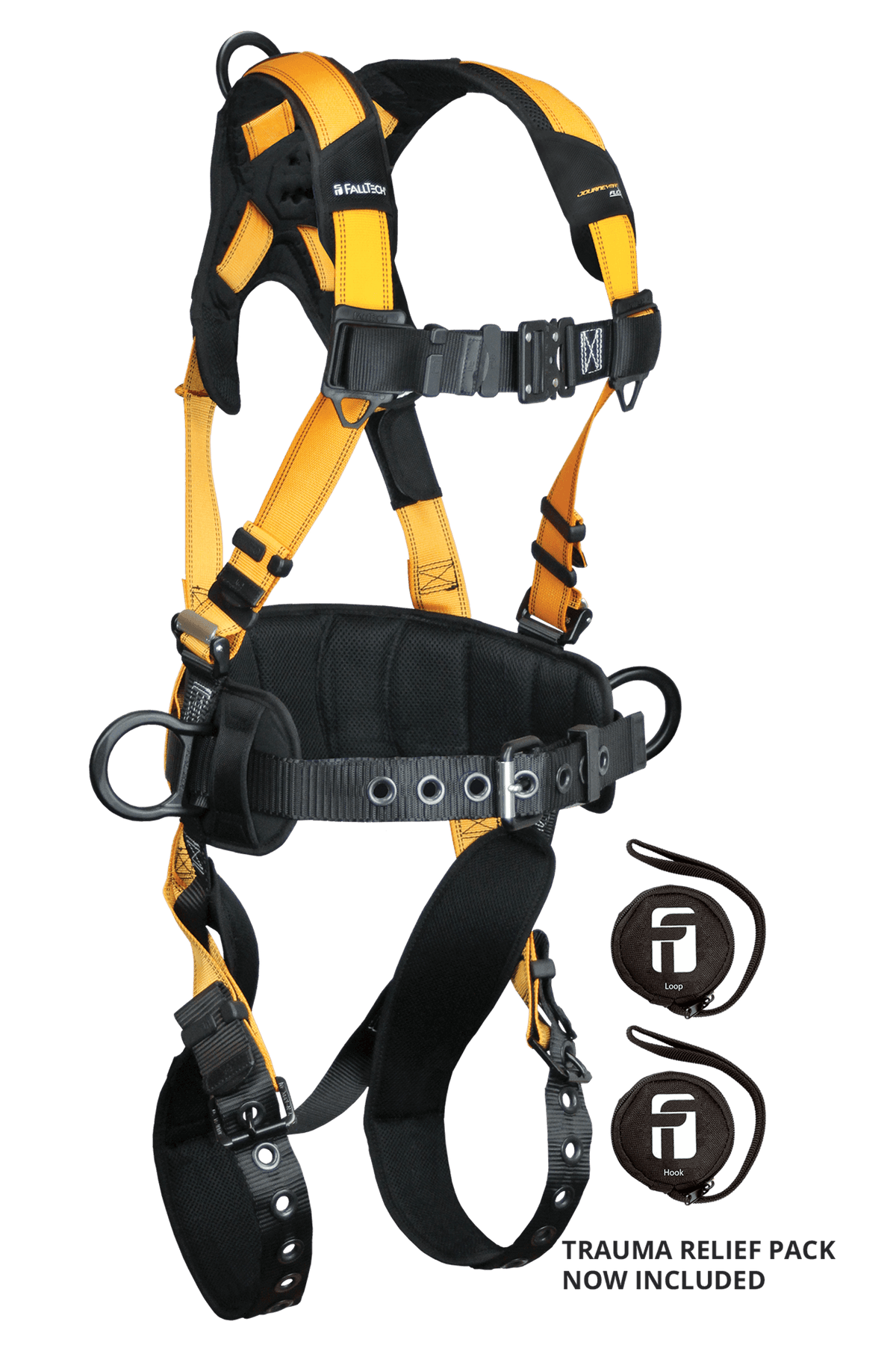 FallTech 7035B Journeyman Flex® Aluminum 3D Construction Belted Full Body Harness, Tongue Buckle Leg Adjustment (each)