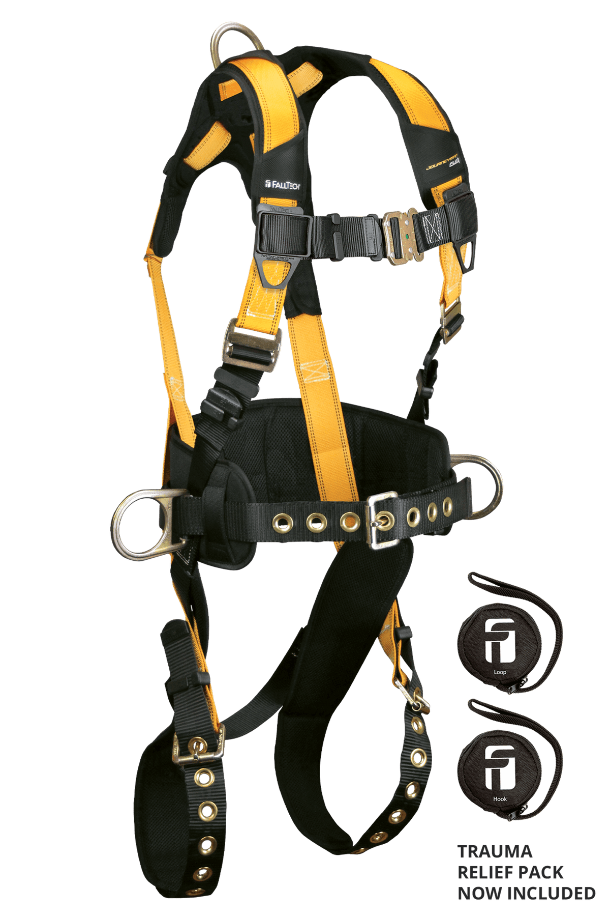 FallTech 7035 Journeyman Flex® Steel 3D Construction Belted Full Body Harness, Tongue Buckle Leg Adjustment (each)