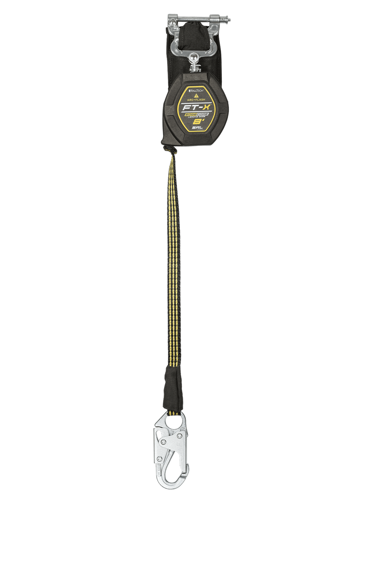 FallTech 84008SP1 8' FT-X EdgeCore Arc Flash Class 2 Leading Edge Personal SRL-P, Single-leg with Steel Snap Hook