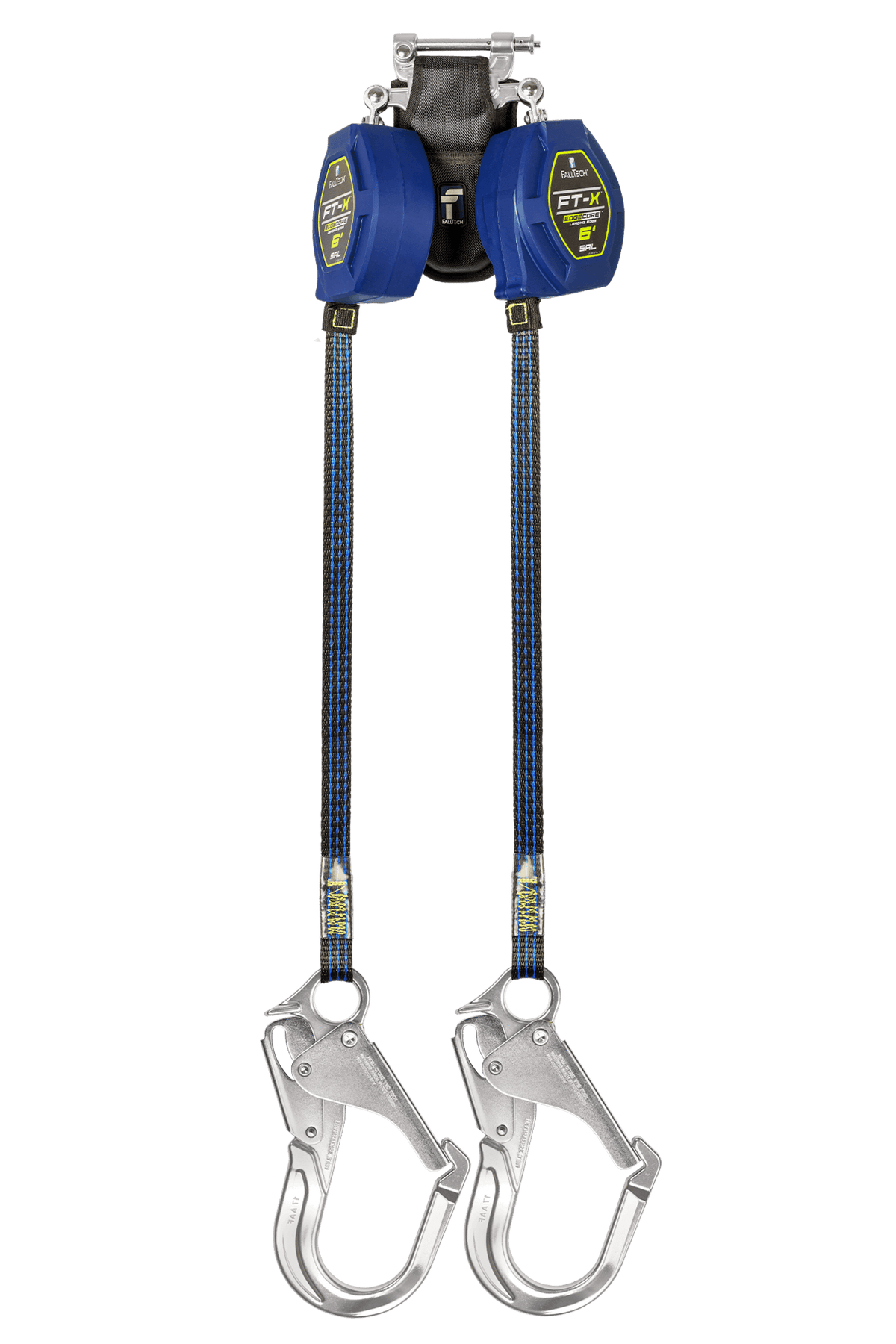 FallTech 84106TP5 6' FT-X EdgeCore Class 2 Leading Edge Personal SRL-P, Twin-leg with Aluminum Rebar Hooks