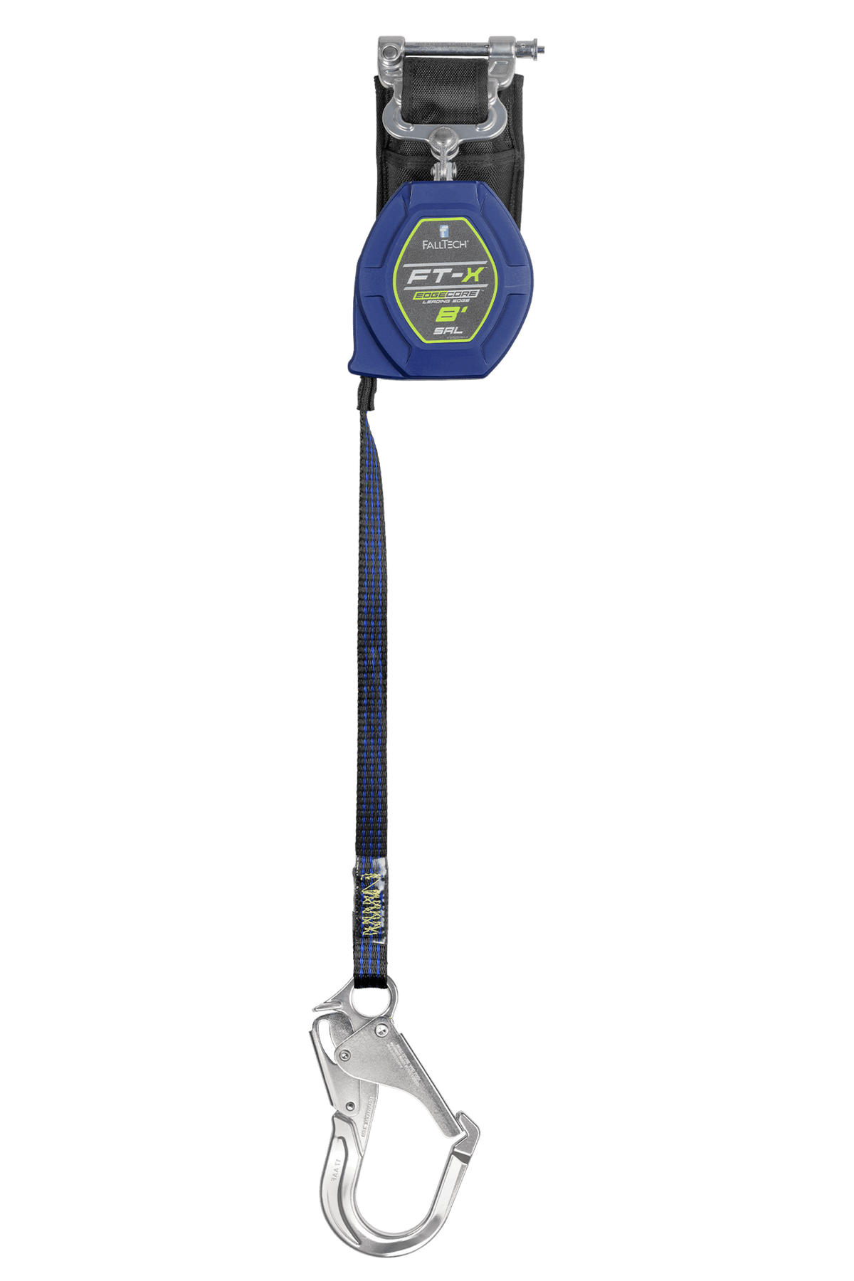 FallTech 84108SP5 8' FT-X EdgeCore Class 2 Leading Edge Personal SRL-P, Single-leg with Aluminum Rebar Hook