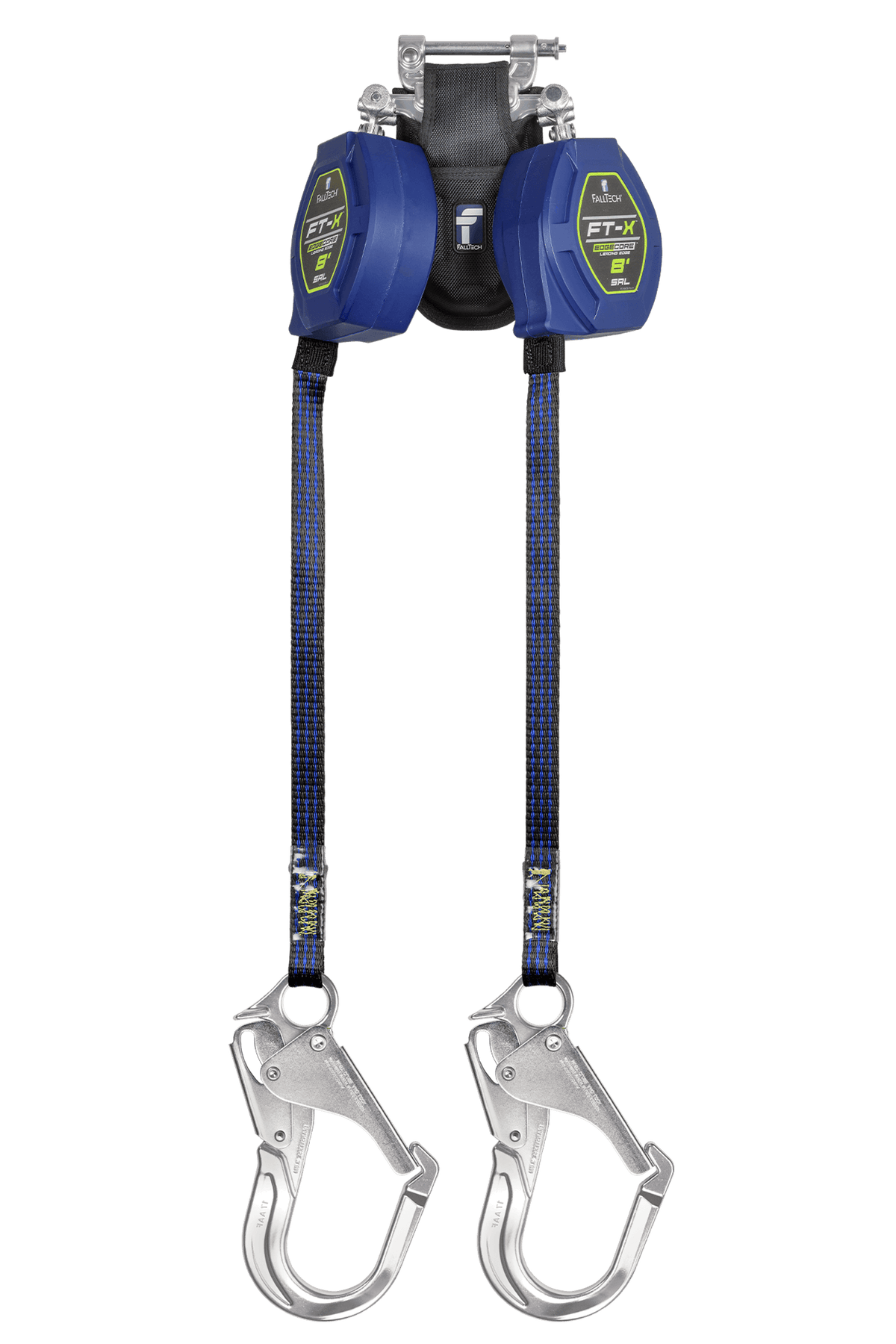 FallTech 84108TP5 8' FT-X EdgeCore Class 2 Leading Edge Personal SRL-P, Twin-leg with Aluminum Rebar Hooks