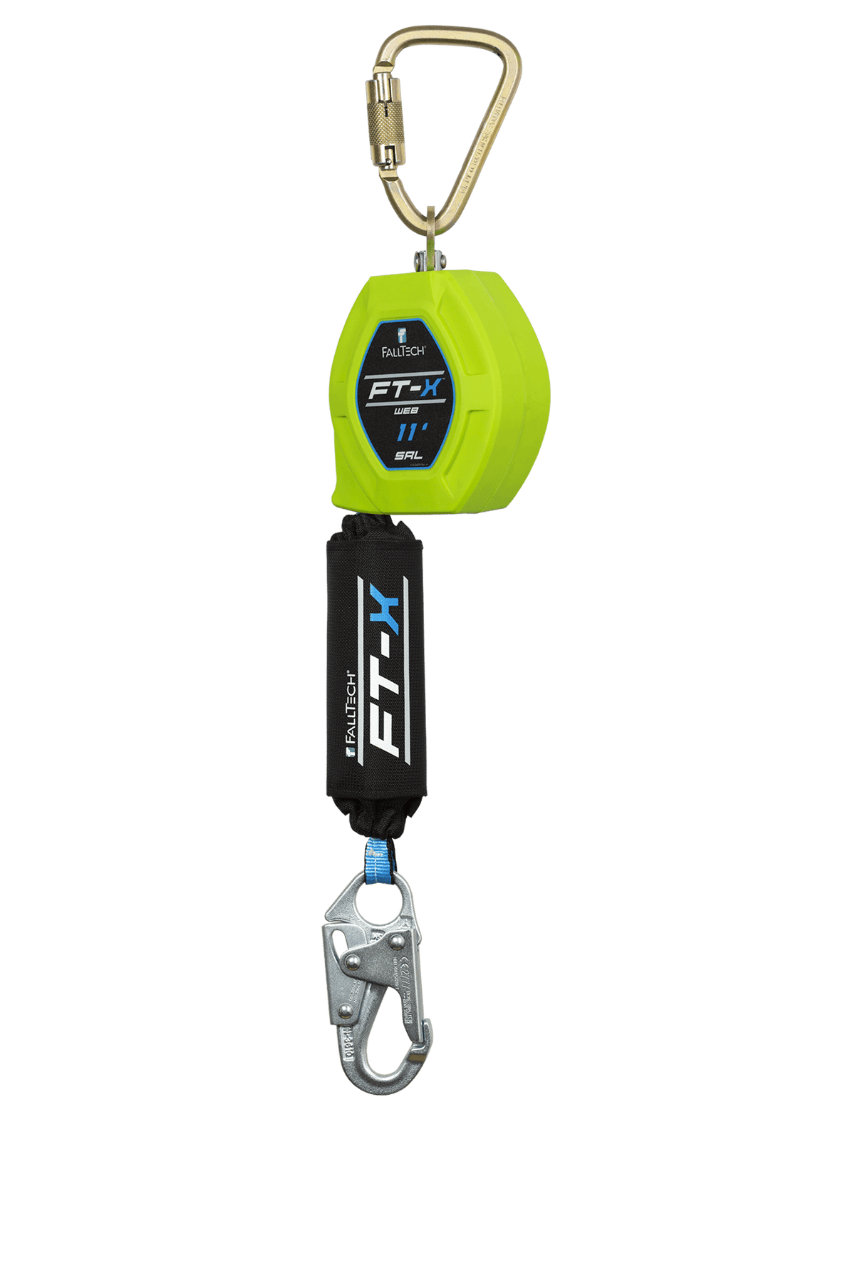 FallTech 84711SC1 11' FT-X™ Web Class 1 SRL-P with Steel Snap Hook, Includes Steel Dorsal Connecting Carabiner