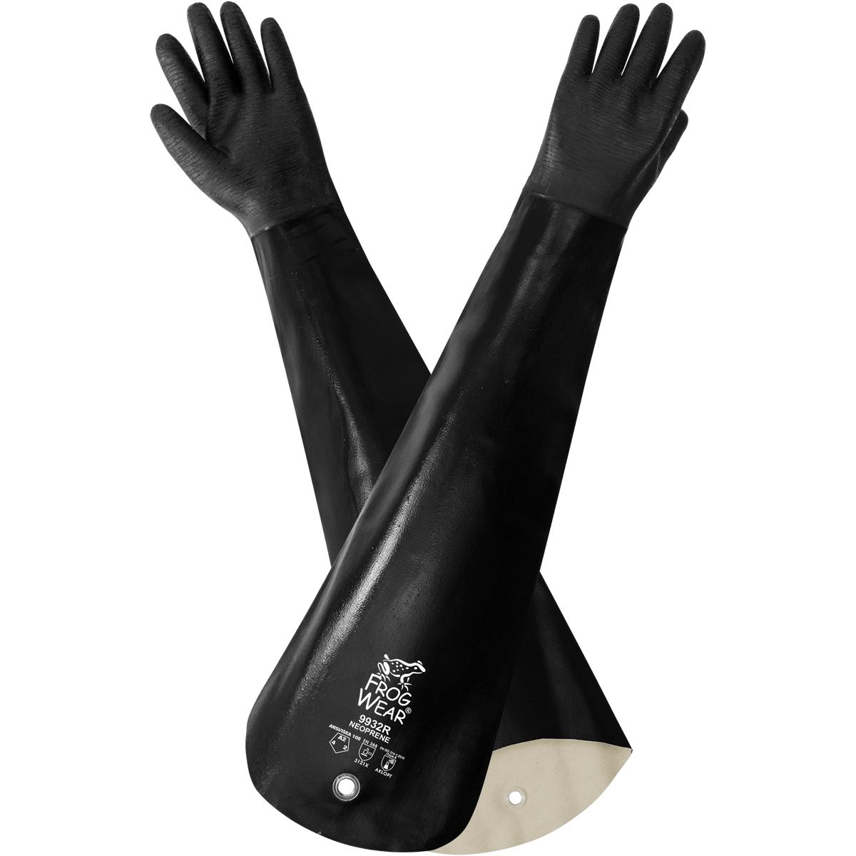 Global Glove & Safety 9932R FrogWear® Premium Neoprene Rough Etched Finish 32-Inch Shoulder-Length Chemical Handling Gloves, Cut A2