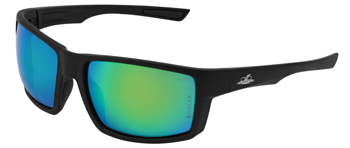 Global Glove & Safety Sawfish™ Green Mirror Performance Fog Technology Lens, Matte Black Frame