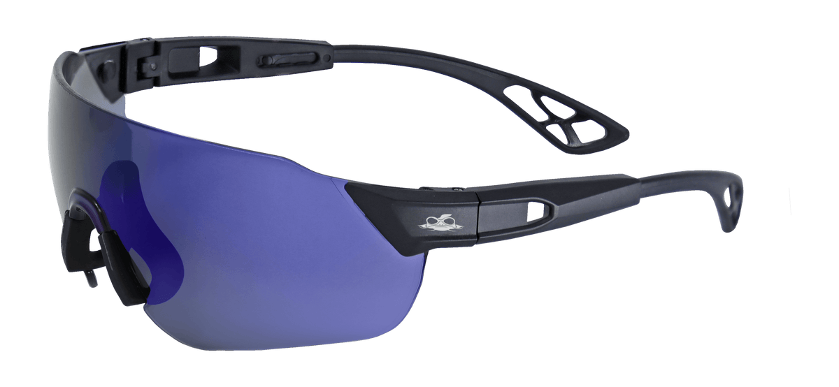 Global Glove & Safety BH869AF Tetra, Blue Mirror Anti-Fog Lens, Matte Black Frame