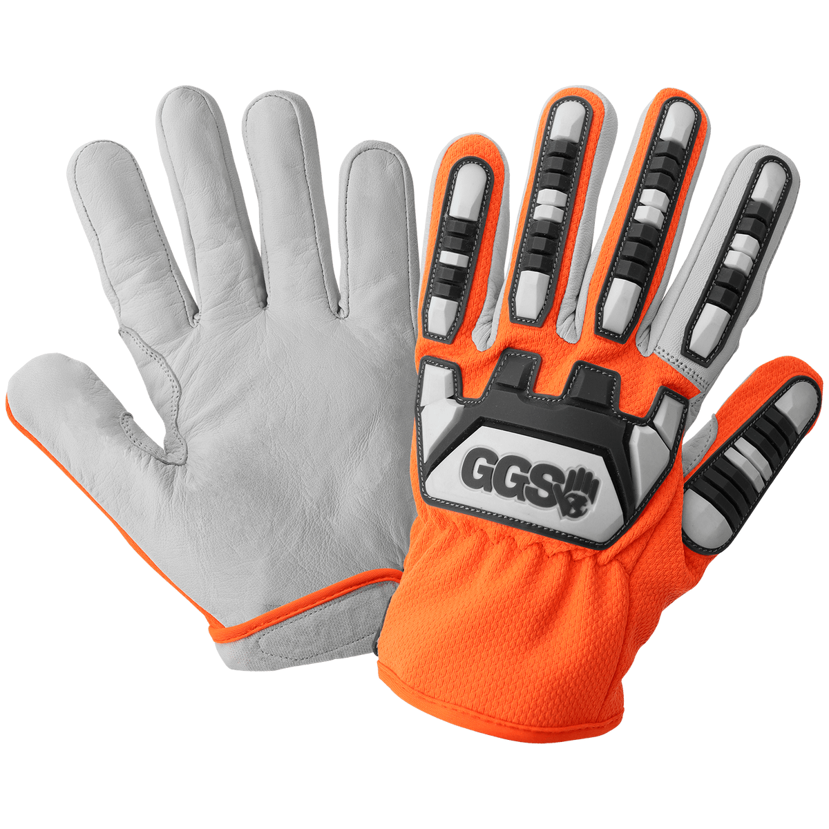 Global Glove & Safety CIA7600 Hi Vis, Mechanics Style Tuffalene Gloves, Goatskin Palm, Impact, Cut A6