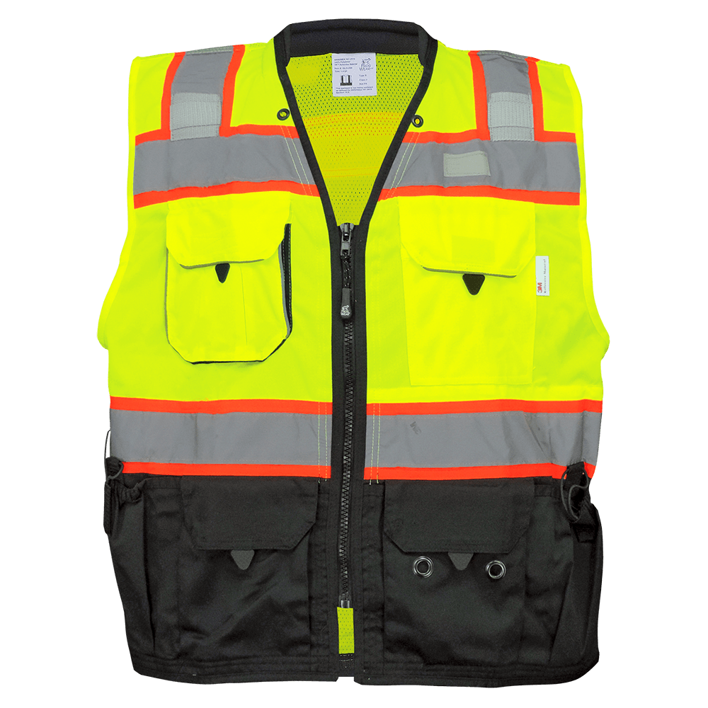 Global Glove & Safety GLO-099 FrogWear HV Premium High Vis Polyester Surveyors Vest, Class 2