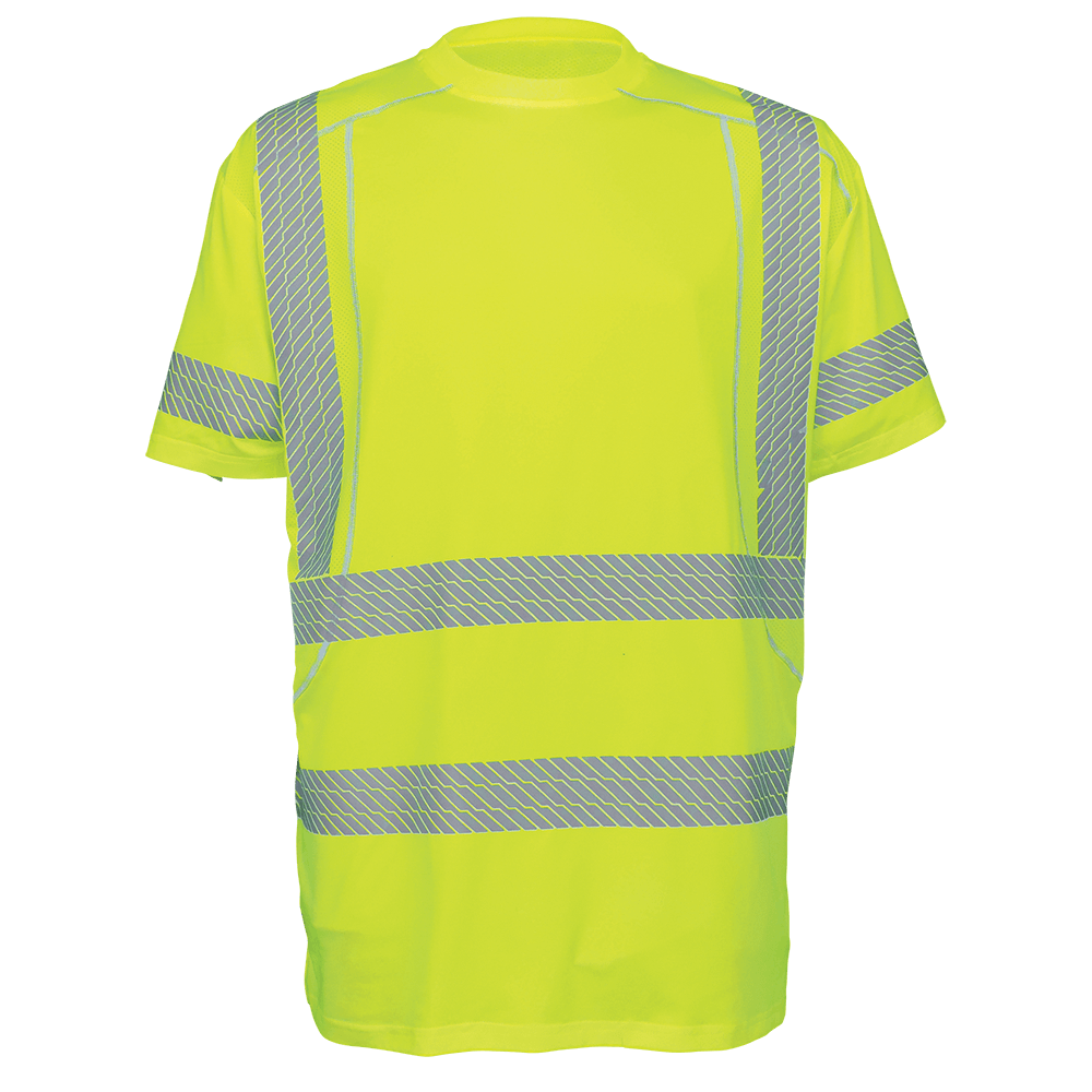 Global Glove & Safety GLO-205 FrogWear HV Premium HighPerformance Stretch Athletic Safety Shirt, Class 3