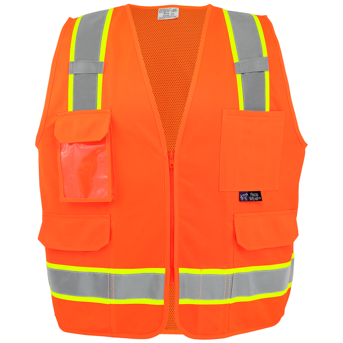 GGS GLO-0042 FrogWear® HV Lightweight High-Visibility Orange Polyester Surveyors Safety Vest, Class 2