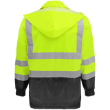 Global Glove & Safety GLO-1500 FrogWear® Hi Vis Yellow Polyurethane Coated 150D Oxford Polyester Rain Jacket, Class 3