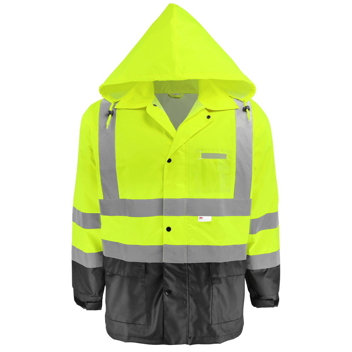 Global Glove & Safety GLO-1500 FrogWear® Hi Vis Yellow Polyurethane Coated 150D Oxford Polyester Rain Jacket, Class 3