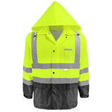 Global Glove & Safety GLO-1500 FrogWear® Hi Vis Yellow Polyurethane Coated 150D Oxford Polyester Rain Jacket, Class 3