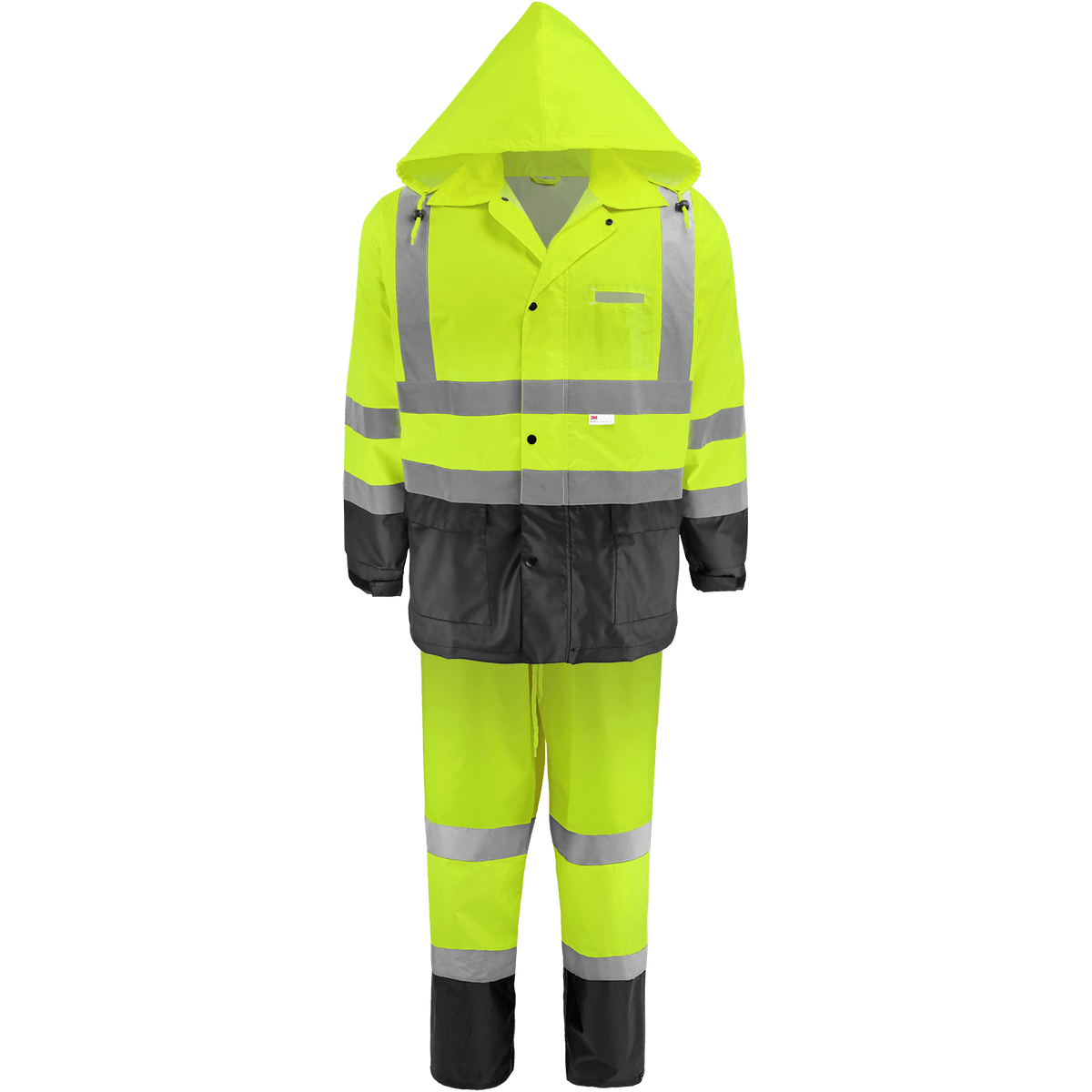 Global Glove & Safety GLO-1590 FrogWear® HV High Visibility Yellow/Green Two Piece Rain Suit, Class 3