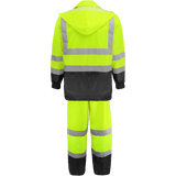 Global Glove & Safety GLO-1590 FrogWear® HV High Visibility Yellow/Green Two Piece Rain Suit, Class 3