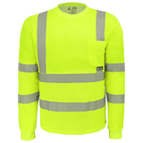 Global Glove & Safety GLO-217LS FrogWear Hi Vis Premium High Performance Self Wicking Bamboo/Polyester Long Sleeve Shirt, Class 3