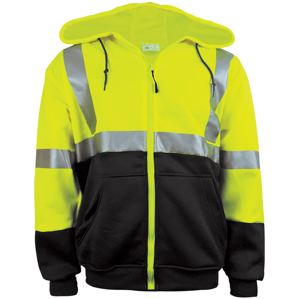 Global Glove & Safety GLO-HS2 FrogWear HV High Visibility Polyester Fleece Hooded Sweatshirt