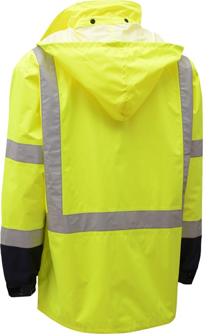 GSS Safety Premium Hooded Rain Coat, Black Bottom, Class 3