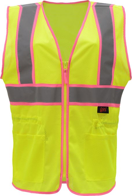 GSS Safety 7805 Ladies Two Tone Pink, Zip Front, Class 2