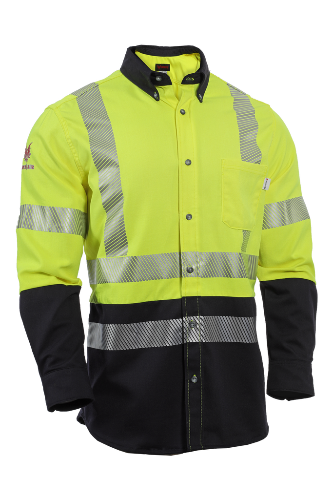 National Safety Apparel Drifire FR Hi Vis Hybrid Work Shirt, Class 3
