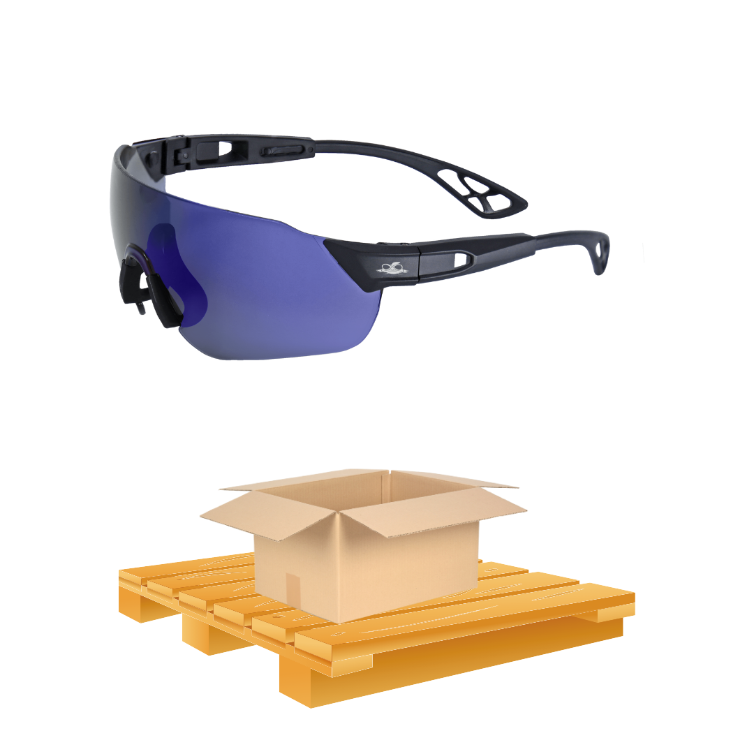 BULK GGS BH869AF, Tetra, Blue Mirror, Anti Fog (600 pairs)