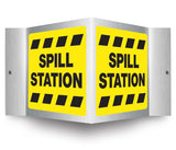 Accuform Brushed Aluminum 3D Projection Signs: Spill Station