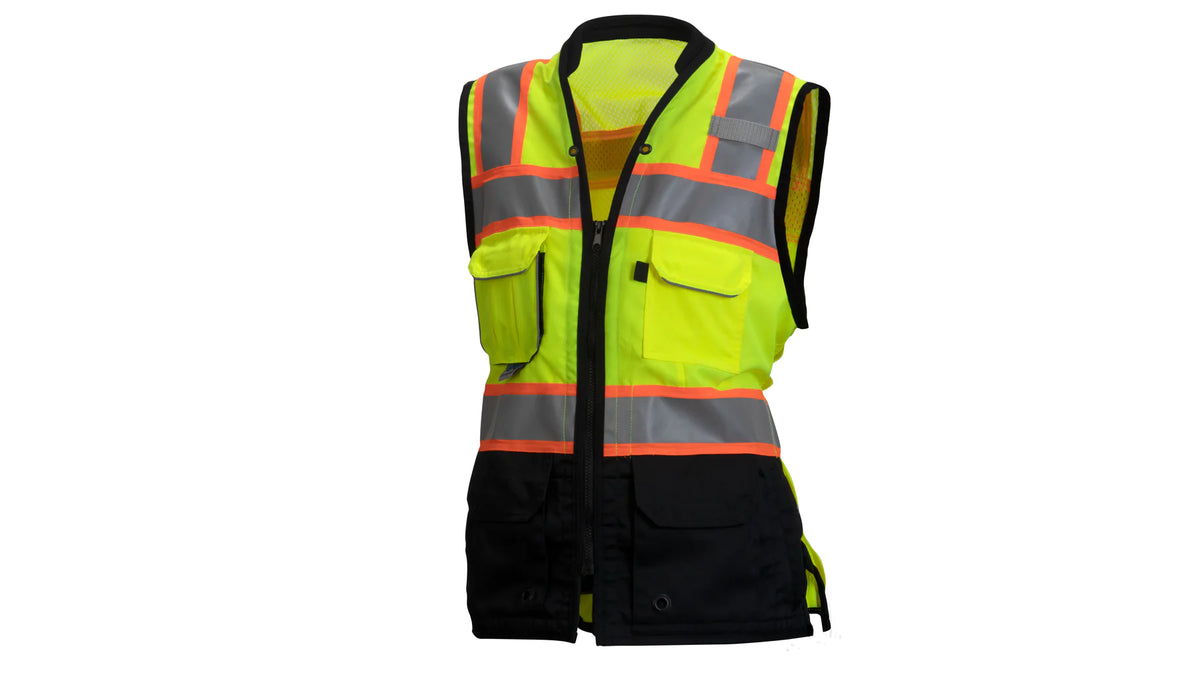 Pyramex RVZF6110, Womens Black Bottom Surveyor Vest, Class 2