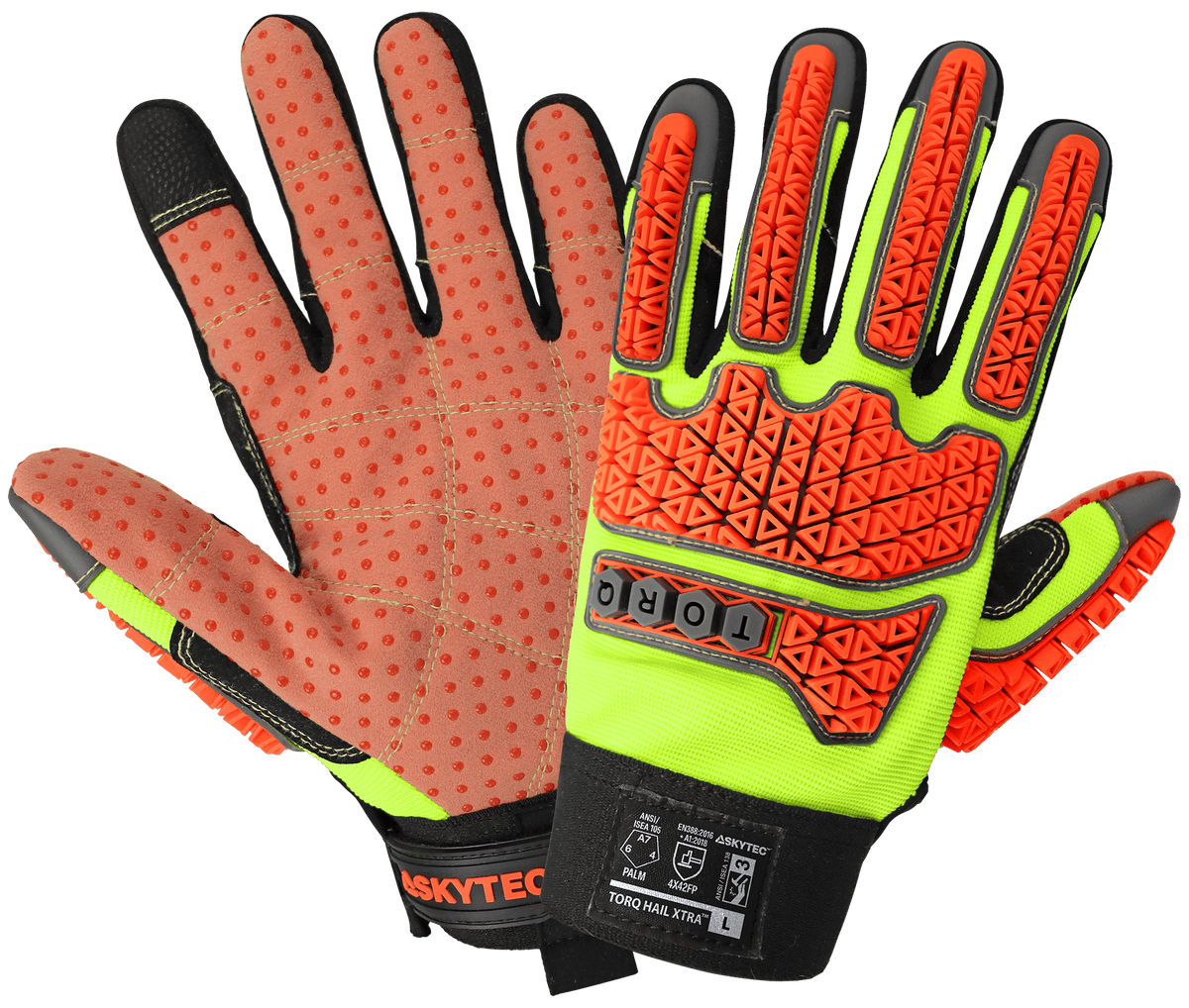 GGS SG9928, Torq Hail Xtra, Hi Vis, Multi Hazard Gloves, Tuffalene Lined Synthetic Leather Palm, Impact 3, Cut A7 Palm