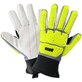 Global Glove & Safety SG9950KEV Vise Gripster Premium, Cotton Corded High Vis, Cut Resistant Liner, Impact 3, Cut A5