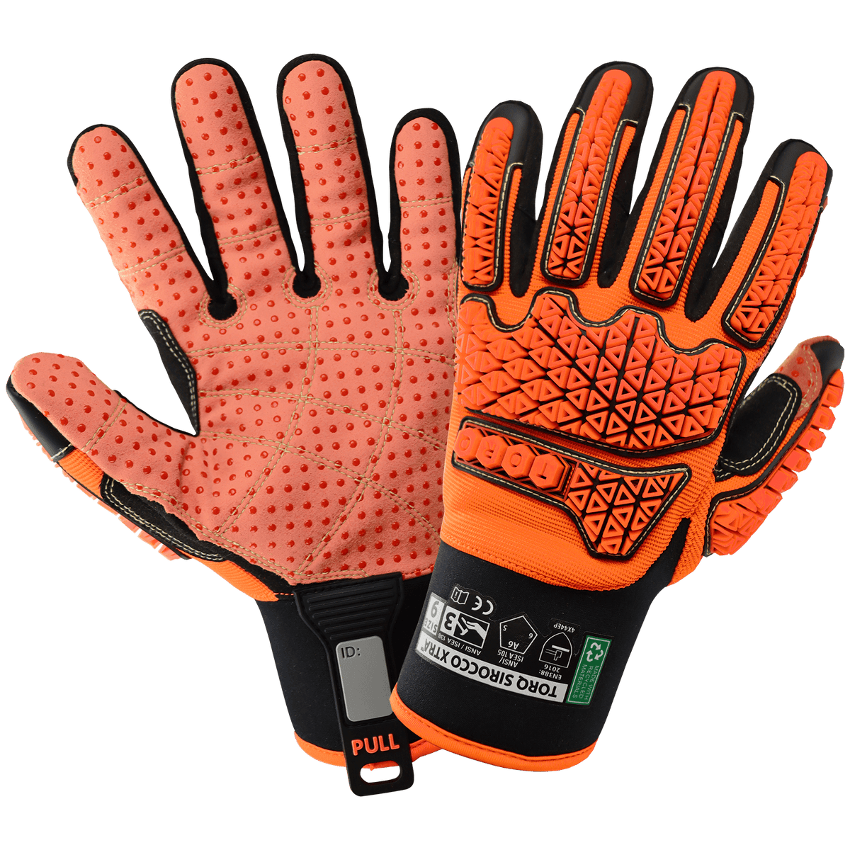 GGS Skytec SKG00121G, Torq Sirocco Xtra™ High-Visibility Multi-Hazard Oil and Gas, Aralene® Lined Synthetic Leather Palm, Impact 3, Cut A6
