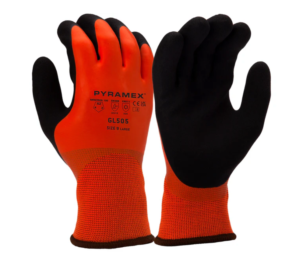 Pyramex GL505 Insulated, Double Dipped, Full Dip, Sandy Latex Palm, Cut A2