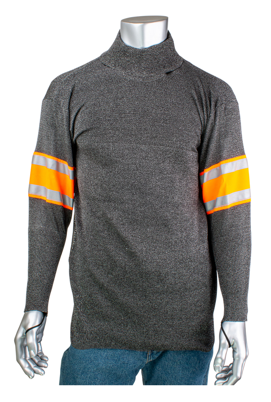 PIP P145SP-3CM-HV2-TL Kut Gard ATA PreventWear Cut Resistant Pullover with Hi-Vis / Reflective Taped Sleeves and Thumb Loops
