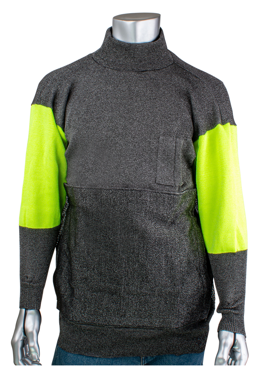 PIP P190BP-PP1-TL Kut Gard ATA PreventWear Cut Resistant Pullover with Removable Belly Patch, Hi-Vis Sleeves and Thumb Loops, Mesh Back