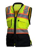 Pyramex RVZF6110, Womens Black Bottom Surveyor Vest, Class 2