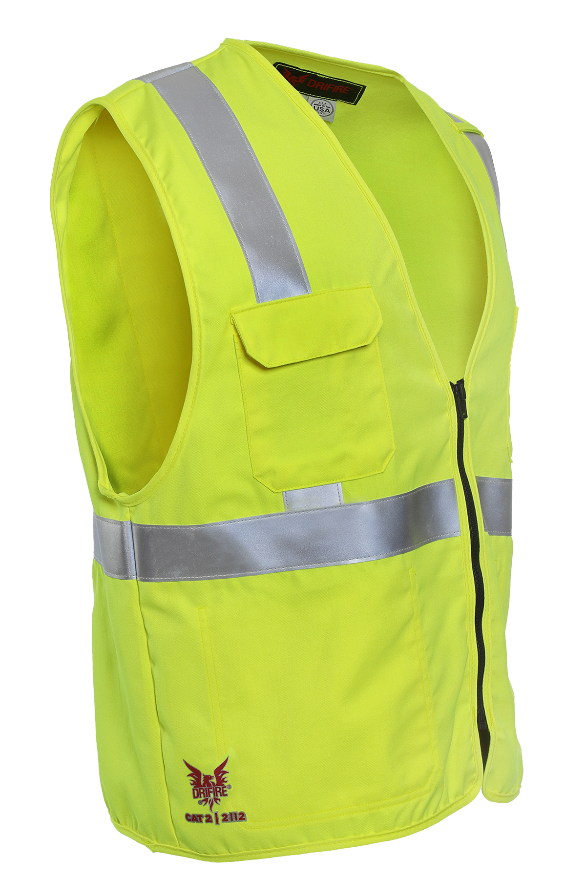 National Safety Apparel Drifire FR Hi-Vis Twill Deluxe Vest, Class 2, 8.9 cal/cm²