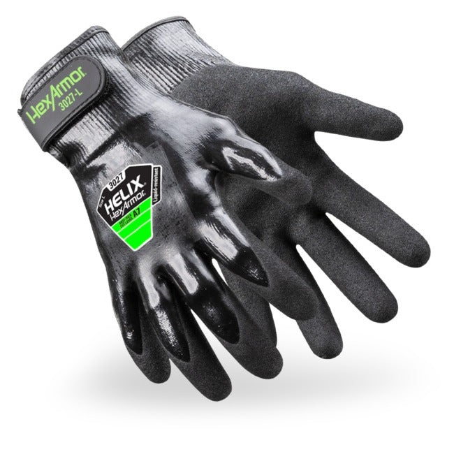 HexArmor 3027 Helix, 21 Gauge, Liquid Resistant Full Nitrile Dip, Sandy Nitrile Palm, Cut A7