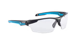 Bolle Tryon Series Safety Glasses, Clear Lens, Anti-Fog/Anti-Scratch, Black/Blue Temple