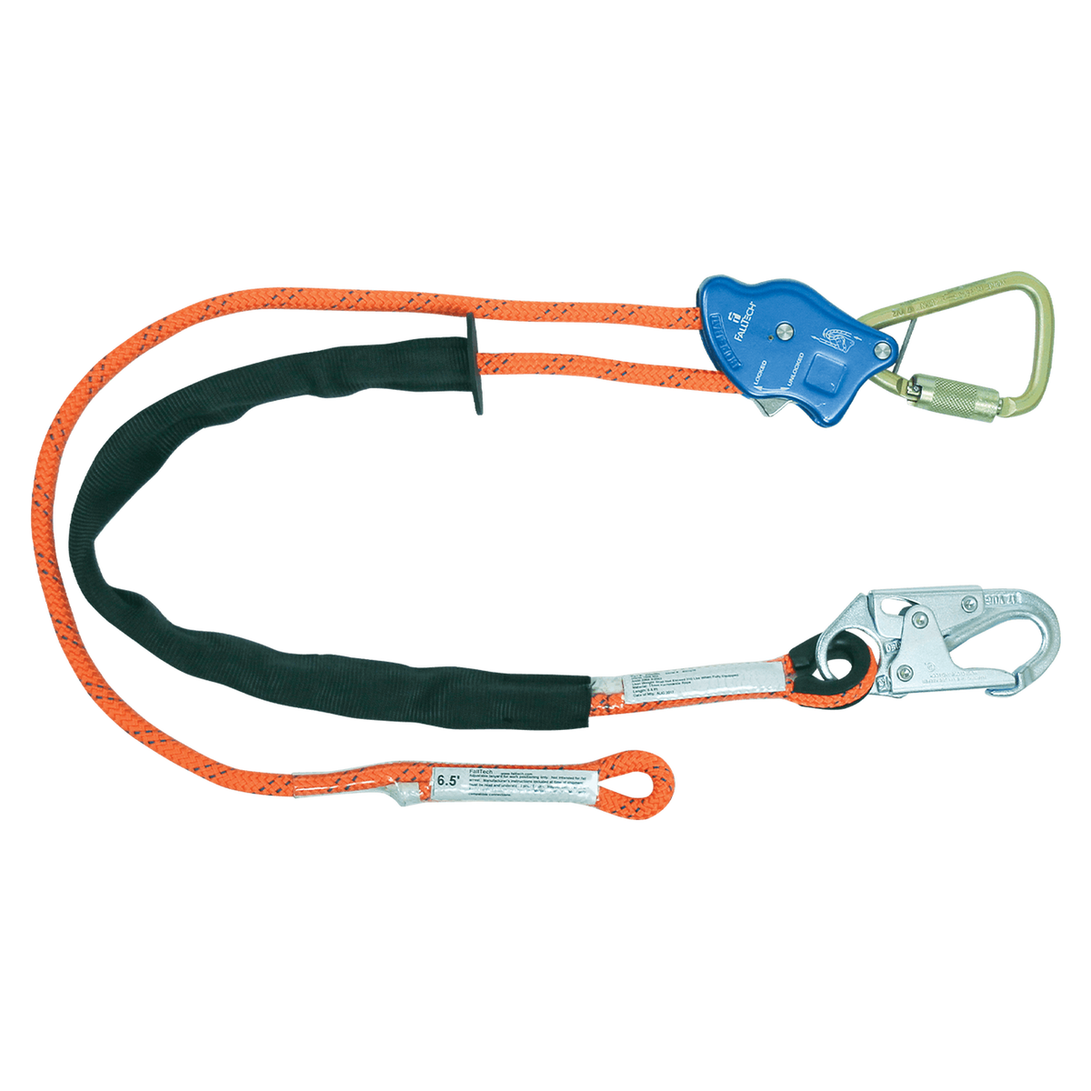 FallTech 8165B Tower Climber® Rope Positioning Lanyard with Aluminum Adjuster with Steel Snap Hook and Carabiner (each)